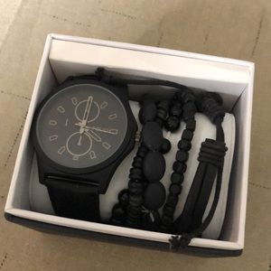 Men’s Black Folio Watch & Black matching Bracelet